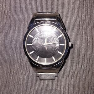 Bulova Silver Case Black Dial Watch